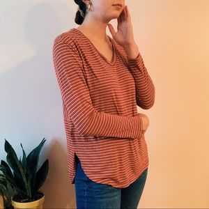 Long Sleeve Red Striped Shirt